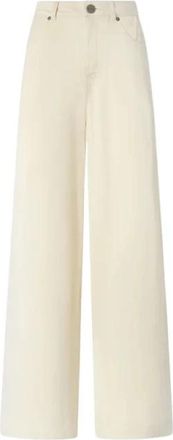 Pinko Porta Wijde Broek - Dames - Wijde Broeken - Beige - S - Polyester - Broeken