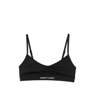 Sporty & Rich Logo-print Ruched Sports Bra