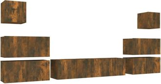 vidaXL Set De Muebles De Tv 8 Pzas Madera Contrachapada Roble Ahumado Vidaxl
