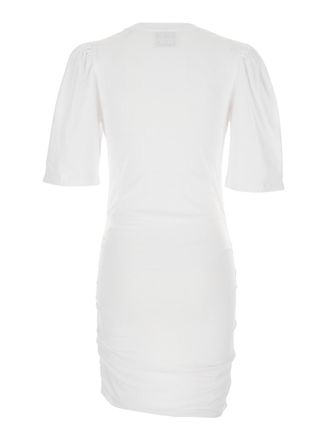 Isabel Marant Womens White Crew Neck Dress With Pleated Details Cotton