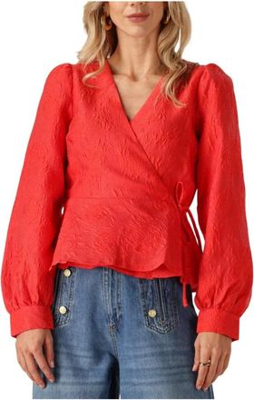 Y.A.S Yasjorin LS Wrap Top - Dames - Blouses - Rood - M - Polyester - Overhemden