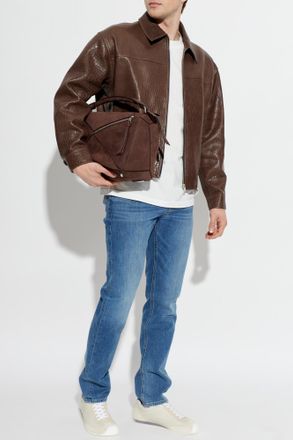 Frame Denim Leather Jacket, Mens, Brown