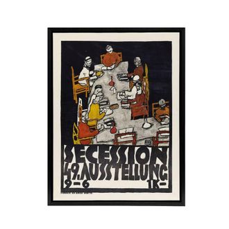 Artery8 Poster for the 49th Secession Exhibition Schiele Framed Canvas Art in Black | Size: W24 x H32