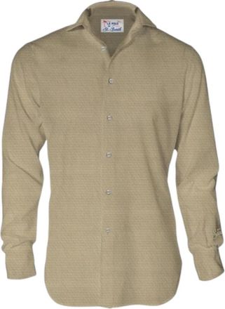 MC2 Saint Barth Lange mouwen herenshirt in piqu&eacute; - Heren - Casual Overhemden - Beige - S - Overhemden