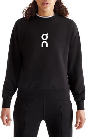 On Club Crewneck Cotton Blend Sweatshirt in Black at Nordstrom, Size X-Large