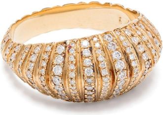 Lizzie Mandler 18kt yellow gold XL Fluted Crescent diamond ring - women - White Diamond/18kt Yellow Gold - 7