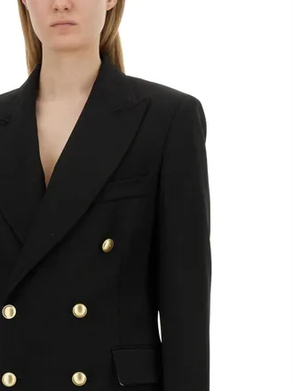 Victoria Beckham Double-Breasted Wool-Blend Blazer - Black