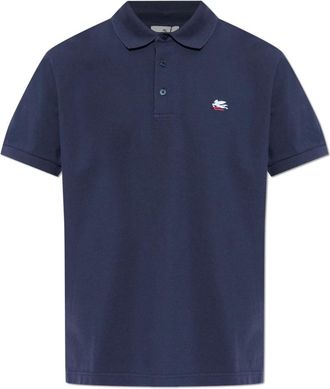 Etro Katoenen poloshirt met logo - Heren - Polos - Blauw - M - Katoen - Tops