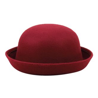 Generic Elegant Wool Bowler Hat for Men & Women Classic Round Dome Hat Vintage Panama Cap with Roll Up Brim Stylish Formal Bucket Cap for Winter Autumn Casual