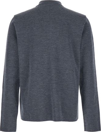 Valentino Mens Grey Wool Polo Shirt With Classic Collar Virgin Top