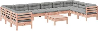 vidaXL Set De Sof&aacute;s Jard&iacute;n 11 Pzas Con Cojines Madera De Abeto Douglas Vidaxl