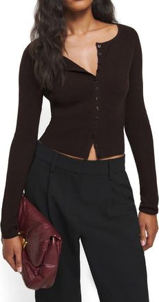 Reformation Meadow Wool Crop Cardigan in Mole at Nordstrom, Size X-Large