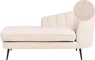 Beliani Beliani - Chaise Lounge Boucl&eacute; Derecho Dise&ntilde;o Moderno Tapicer&iacute;a Patas Metal Negras Beige Claro Allier