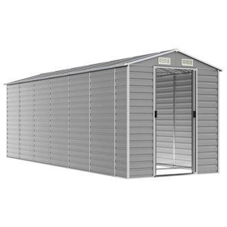 Berkfield Home Garden Shed Light Grey 191x555x198 cm Galvanised Steel | Size: 191 x 555 x 198 cm