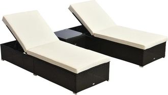 OUTSUNNY Rattan Lounge Set - Natural | TJ Hughes