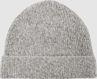 Reiss Atelier Soft Grey Melange Cashmere-blend Flecked Beanie