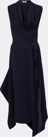 Ferragamo Draped satin-trimmed jersey midi dress