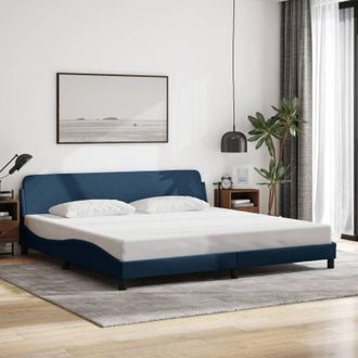 vidaXL Cama Sin Colch&oacute;n Tela Azul 200x200 Cm Vidaxl