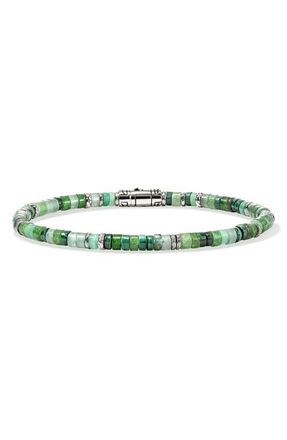 John Hardy Heishi Bracelet, Gemstones, Sterling Silver in Green at Nordstrom, Size X-Large