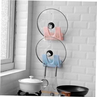 OEM 2 Soportes Colgantes Para Tapas De Ollas, Organizador De Tapas De Ollas, Soporte Para Tapas De Ollas Sin Necesidad De Perforar (azul, Rosa)