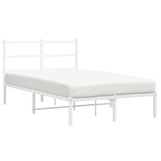 Berkfield Home Metal Bed Frame without Mattress with Headboard White 120x190cm | Size: 120x190 cm