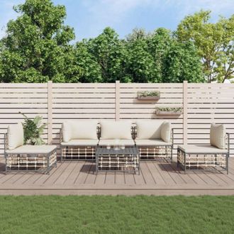 vidaXL vidaXL Set Divani da Giardino 6 pz con Cuscini Antracite in Polyrattan