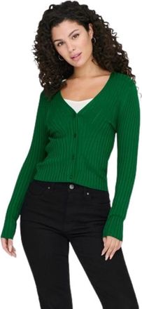 Only Only, Truien & Vesten, Dames, Groen, M, Rib Button Cardigan