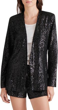 Steve Madden Collarless Sequin Blazer in Black at Nordstrom Rack, Size X-Large