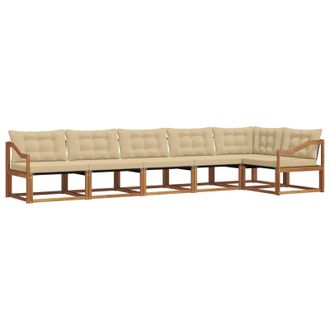 vidaXL Conjunto De Sof&aacute;s De Exterior Con Coj&iacute;n 6 Pcs Natural Y Beige Vidaxl