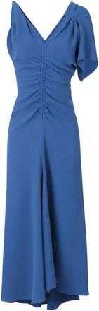 Victoria Beckham Kleedjes, Dames, Blauw, L, Vestido 1 Manga Asymmetric