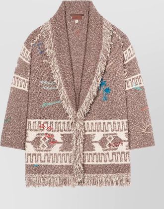 Alanui ocean story belted long knit cardigan