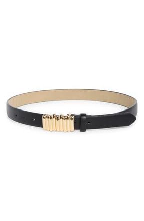 Steve Madden Ridged Plaque Belt in Black-Gold at Nordstrom Rack, Size X-Large