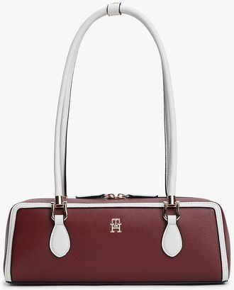Tommy Hilfiger Womens Monogram East-West Shoulder Bag - Velvet Maroon