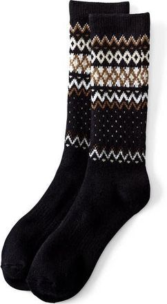 Lands End Thermaskin Heat Winter Boot Socks in Black/natural Fairisle at Nordstrom, Size Large