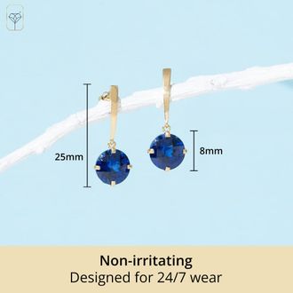 MAX + STONE 14k Yellow or White Gold 8mm Solitaire Gemstone Round Drop Dangle Earrings