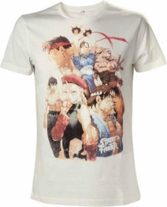 Meroncourt Mens Street Fighter-Character Design T-Shirt, White, Small