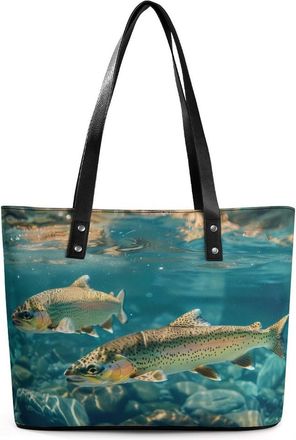 Generic Trout Tote Bags for Women Cute Shoulder Purses Handbags