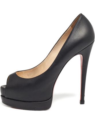 Christian Louboutin 140mm leather sandals - women - Leather/Leather/Leather - 38.5 - Black