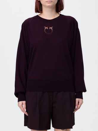 Pinko Wool Blend Crewneck Jumper with Inlaid Love Birds Logo