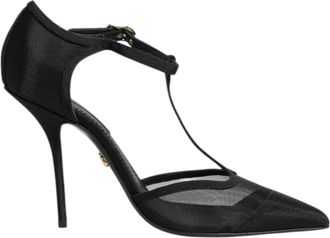 Dolce & Gabbana Zwarte Mesh T-band Stiletto Hoge Hakken Schoenen