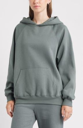 BP. Fleece Detail Oversize Raglan Hoodie in Green Balsam at Nordstrom Rack, Size Large