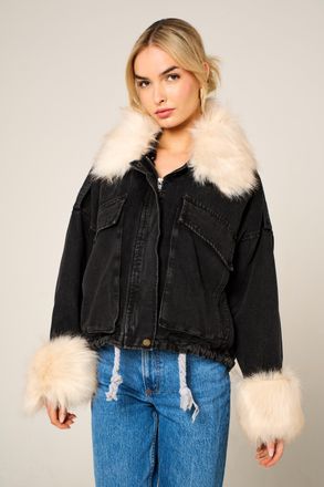 Femme Luxe Womens Faux Fur Fluffy Jacket - White - Size 12 UK
