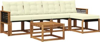 vidaXL Conjunto De Sof&aacute;s De Exterior 6 Uds. Natural Y Crema Vidaxl