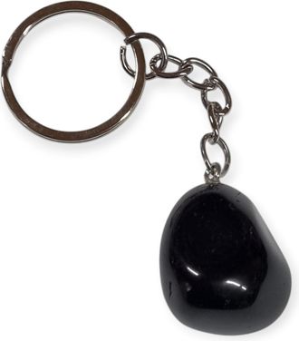 Generic Black Obsidian Keyring, A Stone of Protection, Tumbled Semi-Precious Stone Key Chain, Healing Crystal for Protection (Black Obsidian)