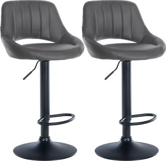 Clp Juego De 2 Taburetes De Bar Milet De Piel Sintetica Gris