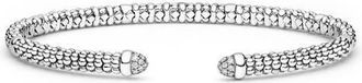 Lagos Signature Caviar Versa Pav&eacute; Diamond Cuff Bracelet in Silver at Nordstrom, Size 7