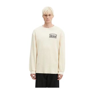 Aries Wafel Ronde Hals Sweater - Heren - Truien - Beige - Maat: XL Katoen