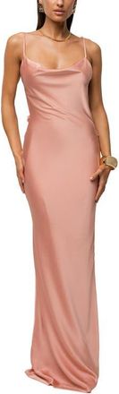 JLUXLABEL Down The Aisle Satin Gown in Dark Peach at Nordstrom, Size Medium