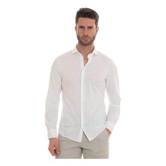 Gran Sasso Gestructureerd Polo Shirt met Franse Hals - Heren - Casual Overhemden - Wit - 2XL - Katoen - Overhemden
