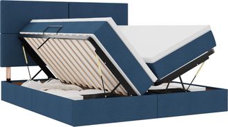 vidaXL Letto Con Contenitore Led E Materasso Blu 180 X 200 Cm Tessuto Vidaxl